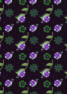 紫色花朵黑色背景图案