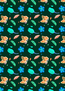 多彩花卉动物图案背景