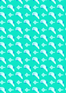 清新薄荷绿海豚图案背景