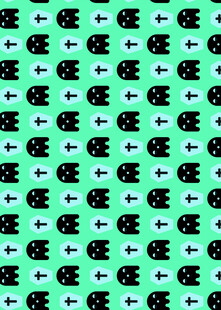 绿色背景黑猫箭头图案