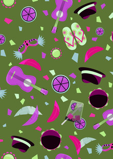 多彩乐器与配饰图案背景