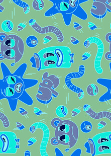 海洋生物图案的多彩背景图