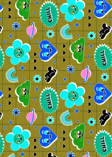 多彩花卉几何图案背景