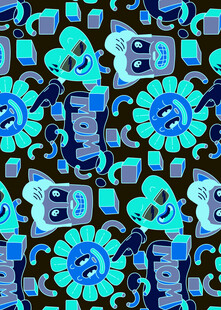 蓝绿机械风几何图案设计