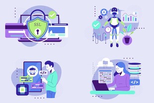 科技安全场景插画