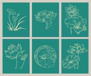 手绘花卉植物图案集合