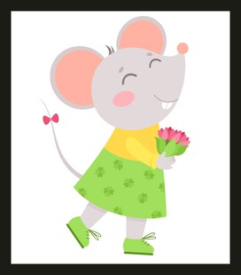 可爱小鼠捧花欢乐出行