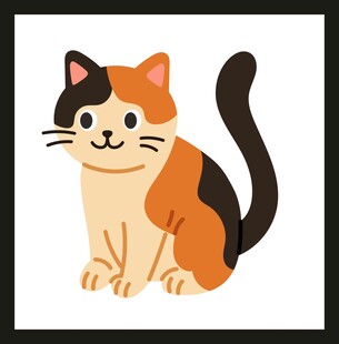 可爱三色猫咪插画