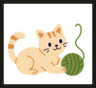 可爱猫咪玩绿色毛线团