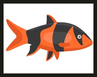 橙黑条纹卡通小鱼