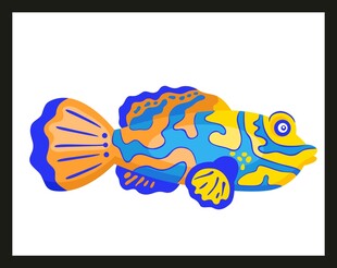 彩色条纹鱼插画