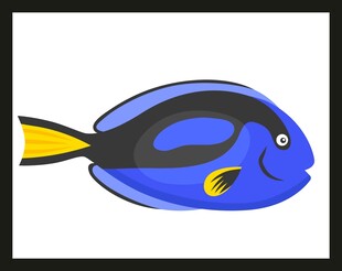 蓝色热带鱼卡通形象