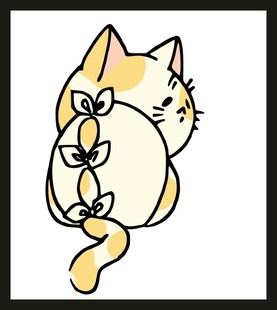 可爱猫咪背花插画