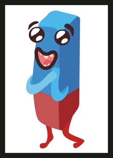 蓝色卡通角色开心起舞