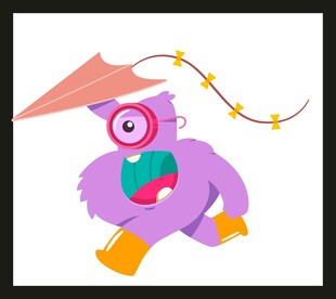 紫色怪兽玩纸飞机