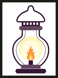 复古煤油灯插画
