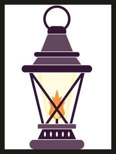 复古风手提煤油灯插画