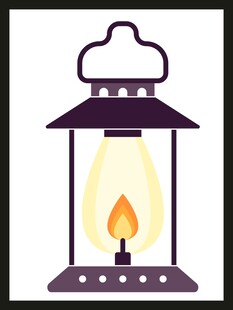 复古风煤油灯插画