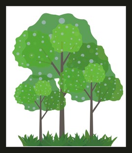 三棵绿树插画
