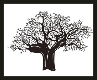 黑白枯树艺术插画