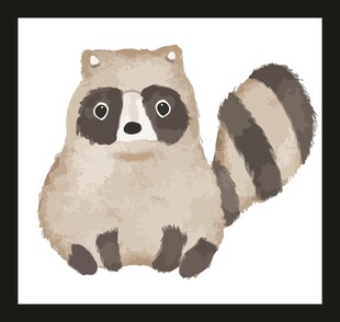 可爱水彩风浣熊插画