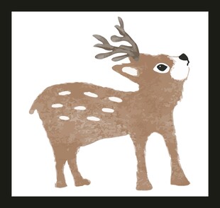 卡通风格棕色小鹿插画