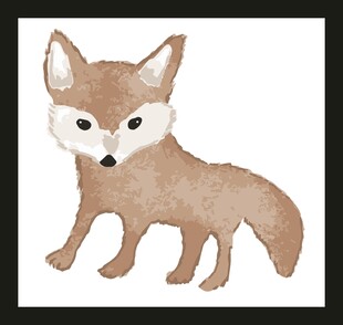 水彩画中的可爱小狐狸