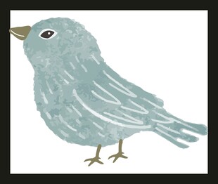 手绘浅蓝色小鸟插画