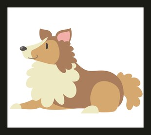趴着的可爱牧羊犬插画