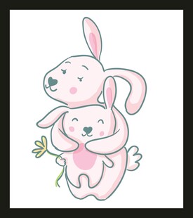 可爱兔子相拥插画