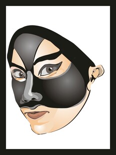 黑色面具人脸插画