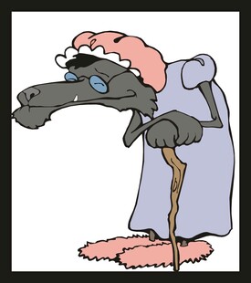 戴帽拄杖的卡通神秘角色