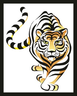 奔跑的金纹老虎插画