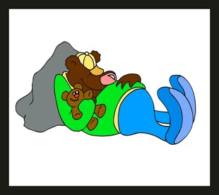 猴子躺睡在彩色物件上