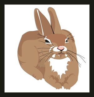 趴着的可爱棕色小兔子