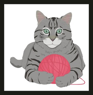 猫咪抱毛线球的可爱画面