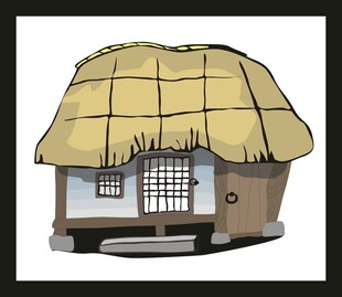 日式茅草屋卡通形象