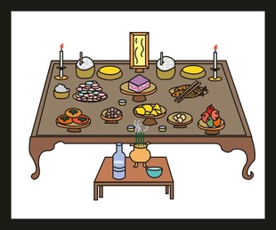 丰盛传统美食摆满餐桌