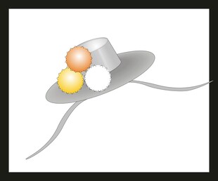 帽子上的多彩圆球装饰