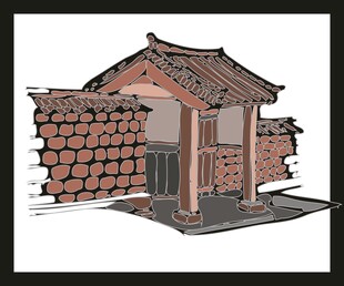 传统中式瓦房屋建筑一角