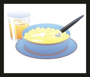 一碗玉米粥配一杯橙汁