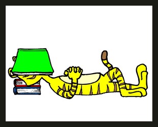 趴着看书的卡通老虎