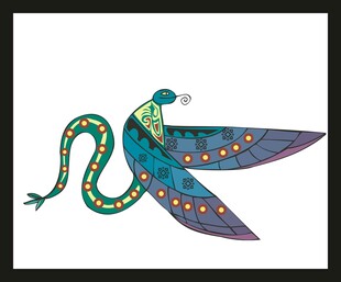 彩色装饰风格的飞翔之蛇