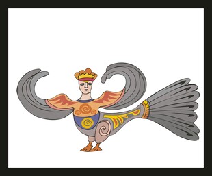 传统风格彩色飞鸟图案