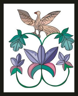 传统凤凰花卉刺绣图案