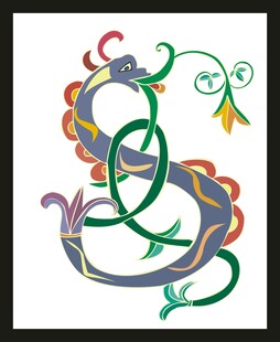 彩色艺术风格中国龙图案