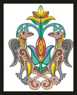 双鸟花卉装饰图案