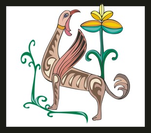 奇幻风格动物与花卉图案