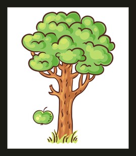 卡通苹果树插画