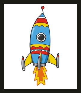 卡通火箭升空图